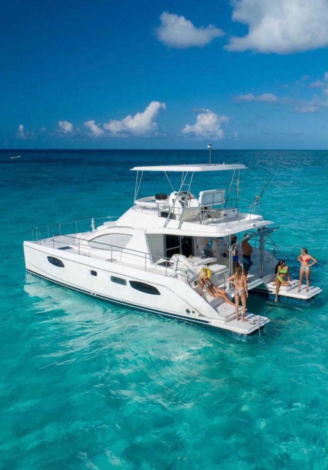 Leopard 40 catamaran at anchor in a quiet cove